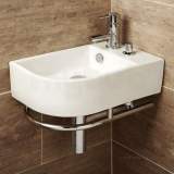 Hib 8919 Chrome/white Malo Africo Corner Wash Basin With Towel Rail And Soap Dispenser