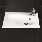 HiB 1420190 White Sienna 600mm WC Wash Basin Mineral Marble One Tap Hole