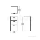 Ideal Standard E6492sx Dark Oak/walnut Concept Vanity Unit 300x633 Mm 3 Drawers