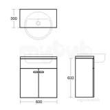 IDEAL STANDARD E6493SX Dark Oak/Walnut Concept Vanity Unit 600mm Wall Mount 2 Doors