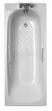 White Denio Space Saving Two Tap Hole Bath With Chrome Grips 1500x700mm
