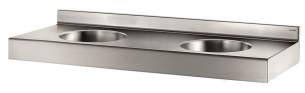 Delabie Washbasins and Sinks -  Delabie Duplo Rp Wall Mtd Twin Basin No Tap Hole 304 St Steel Satin
