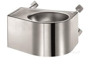 Delabie Washbasins and Sinks -  Delabie Duo S Tc R Wall Mtd Basin No Tap Hole 304 St Steel Satin