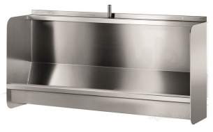 Delabie Urinals -  Delabie L Wall Mtd Multi Urinal L1200 Top Inlet 304 St Steel Satin