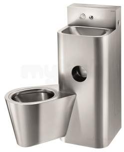 Delabie WC Toilets -  Delabie Combi Kompact Basin Wc Wall Mtd Left 304 St Steel Satin