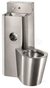 Delabie WC Toilets -  Delabie Combi Kompact Basin Wc Floor Std Right 304 St Steel Satin