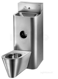Delabie WC Toilets -  Delabie Combi Kompact Basin Wc Floor Std Centre 304 St Steel Satin