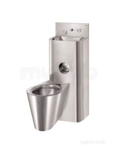 Delabie WC Toilets -  Delabie Combi Kompact Tc Basin Wc Wall Mtd Left 304 St Steel Satin