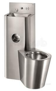 Delabie WC Toilets -  Delabie Combi Kompact Tc Basin Wc Floor Std Right 304 St Steel Satin