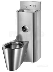 Delabie WC Toilets -  Delabie Combi Kompact Tc Basin Wc Floor Std Left 304 St Steel Satin