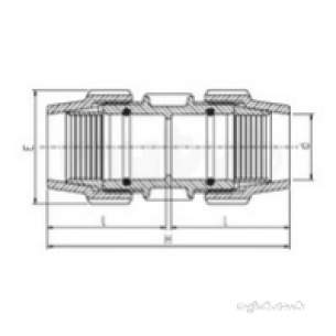 Plasson Fittings -  25 X 3/4 Plasson Met X H/gauge Coup 7618