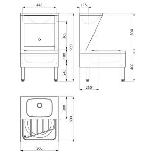 Delabie Washbasins and Sinks -  Delabie Floor Standing Combi Basin Sink 304 Stainless Steel Satin