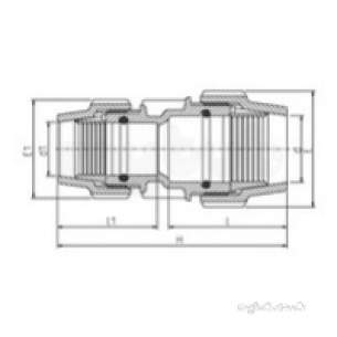 Plasson Fittings -  25 X 1/2 Plasson Met X H/gauge Coup 7618