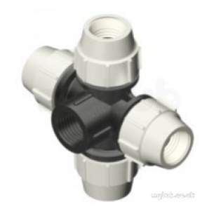 Plasson Fittings -  20x3/4 Inch X1 Inch Plasson Cross Trd O/take 7540