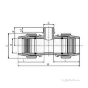 Plasson Fittings -  40x1 1/2x40 Plasson Male Tee 7840