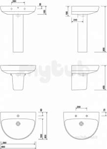 Twyford Mid Market Ware -  E100 Round 650mm Washbasin 1t E14331wh