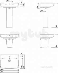 Twyford Mid Market Ware -  E100 Square 650mm Washbasin 1t E14351wh