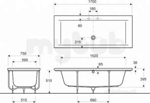 Acrylic Baths and Panels -  Athena 1700x750 2t No Grip Encap Ah8502wh