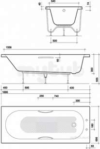 Acrylic Baths and Panels -  Opal 1700x700 2t Inc Grip 130l And Tread Ol8122wh
