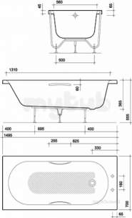 Acrylic Baths and Panels -  Opal 1500x700 0t No Grip Plus Tread Ol8200wh