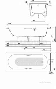 Acrylic Baths and Panels -  Opal 1700x700 2t No Grips Plus Tread Ol8802wh