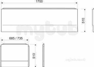 Acrylic Baths and Panels -  Endurance Panel Front 1700mm Pp2181wh