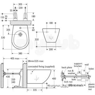 Ideal Standard Luxury -  Ideal Standard White E0028 Wall Mounted One Tap Hole Bidet Wh