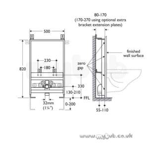 Ideal Standard Commercial Sanitaryware -  Ideal Standard E9294 In-wall System Bidet Frame Sc