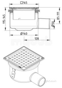 Blucher Drainage -  Blucher Square Floor Drain 2 Inch Ho/outlet