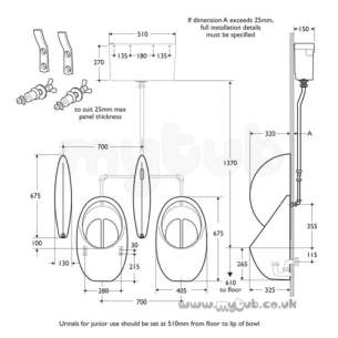 Armitage Shanks Commercial Sanitaryware -  Armitage Shanks S6119 Contour Hygeniq Urinal 67cm S611901