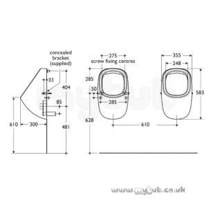 Armitage Shanks Commercial Sanitaryware -  Armitage Shanks Jasper Morrison Rim Flush Urinal E621501