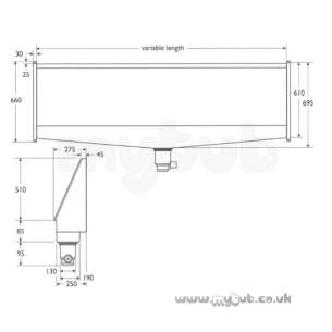 Armitage Shanks Commercial Sanitaryware -  Armitage Shanks Kinloch S6139 1801-2400 W/less Urinal Ss