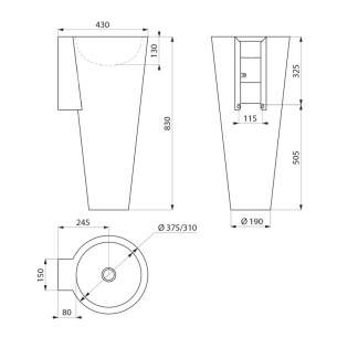 Delabie Washbasins and Sinks -  Delabie Baila Free Standing Basin No Tap Hole 304 Polished Satin St Steel 120170