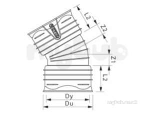 Twinwall Pipe and Fittings -  Wavin 300mm D/s Bend 30deg 12tw566