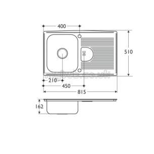 Armitage Shanks Commercial Sanitaryware -  Armitage Shanks Sandrngham In Sink 345x415 Pol S/s Mdr S5872my