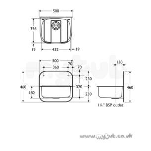 Armitage Shanks Commercial Sanitaryware -  Armitage Shanks Angus S5910 Cleaner Sink Ss