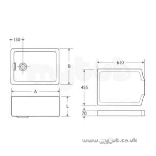 Armitage Shanks Commercial Sanitaryware -  Armitage Shanks Belfast S582701 600 X 455x255mm Sink