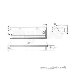 Armitage Shanks Commercial Sanitaryware -  Armitage Shanks Calder S2817 1800mm Right Hand 0-u No Tap Holes Trough Ss