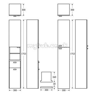 Ideal Standard Concept Furniture -  Ideal Standard Concept E6464wg Column 300 Unit Gl Wh