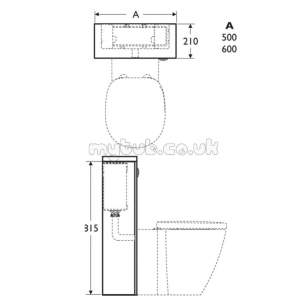 Ideal Standard Concept Furniture -  Ideal Standard Concept E6459uj Base 500 Wc Unit Wnut/wh