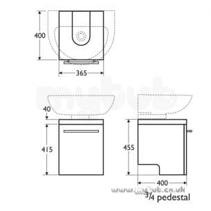 Ideal Standard Create Furniture -  Ideal Standard Create E3311 365mm Ped Unit Walnut