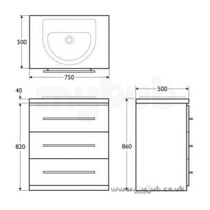 Ideal Standard Create Furniture -  Ideal Standard Create E3313 750mm Vanity Walnut E3313ry