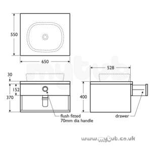 Ideal Standard Jasper Morrison Furniture -  Ideal Standard J/morrison 650 Wall Hung V.basin Unit E/oak