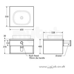 Ideal Standard Jasper Morrison Furniture -  Ideal Standard J/morrison 650 Wall Hung V.basin Unit E/oak E6359ra