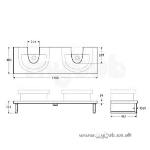 Ideal Standard Washpoint Furniture -  Ideal Standard Washpoint R5875 St T/furn Vessel 150 Be R5875fn
