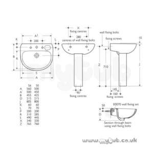 Ideal Standard Studio -  Ideal Standard Studio 450mm One Tap Hole Corner Ped Basin White