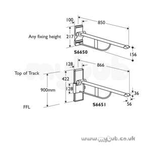 Armitage Grips Levers and Wastes -  Armitage Shanks Multi System S6651 800mm V/a S/arm Aw