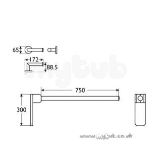 Armitage Shanks Commercial Sanitaryware -  Armitage Shanks Contemporary 21 Hinged Supp Rail 80cm Ch S6485aa
