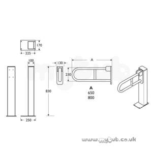 Armitage Shanks Commercial Sanitaryware -  Armitage Shanks Contour 21 Vertical Support Bracket S647036