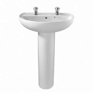 Twyford Mid Market Ware -  Alcona Washbasin 600x455 2 Tap Ar4312wh